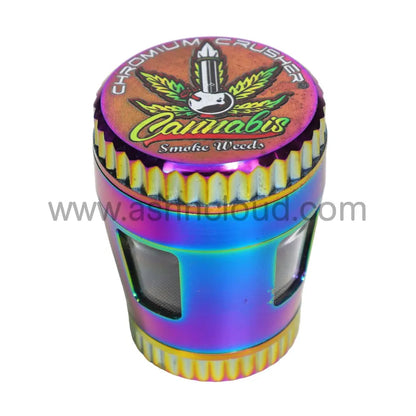 6 PCS Display – Chromium Crusher 70413 GR-10 2-Inch 4-Piece Metal Herb Grinders – Rainbow Finish Wholesale