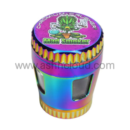 6 PCS Display – Chromium Crusher 70413 GR-10 2-Inch 4-Piece Metal Herb Grinders – Rainbow Finish Wholesale