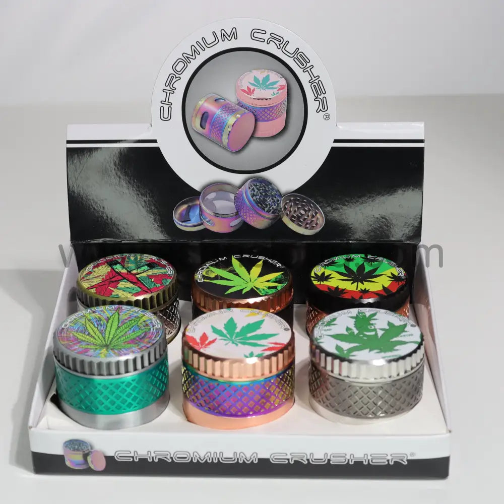 6 pcs - Herb Grinder Marihuana Leaf Love Style 2.2’’ 55mm