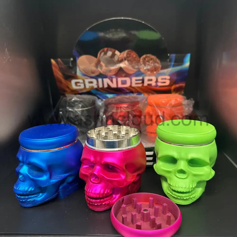 2.5 Inch Skull Metallic Fancy Grinder, 6-Piece