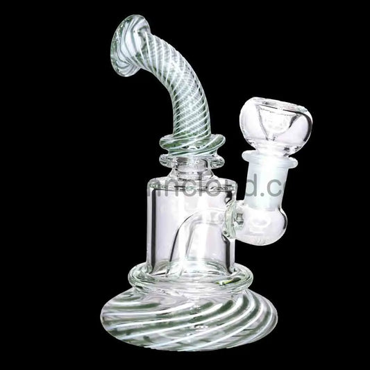 6” Swirl Neck Mini Glass Bong – Curved Head Design for Smoke Shops (Assorted Colors)