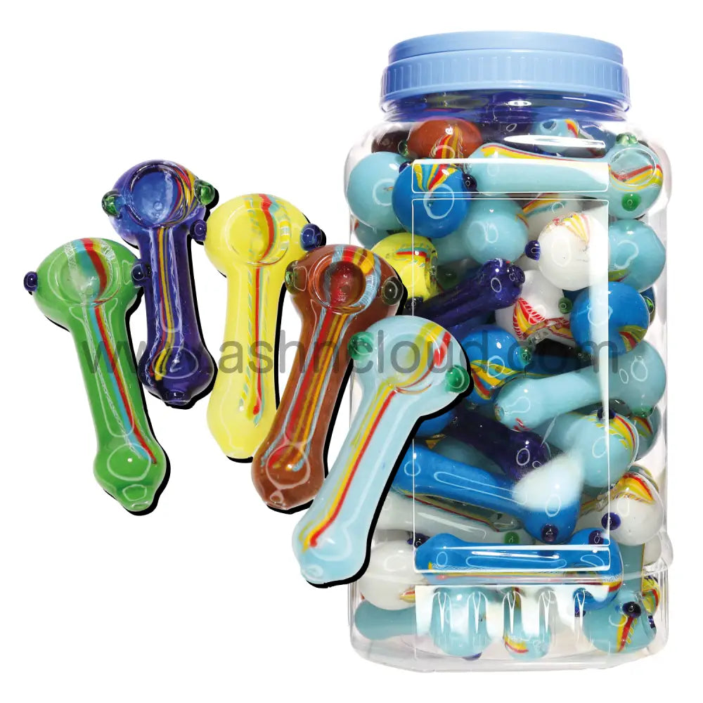 68 Pcs – Jar #30 Glass Hand Pipe Spoon $3.15 Each