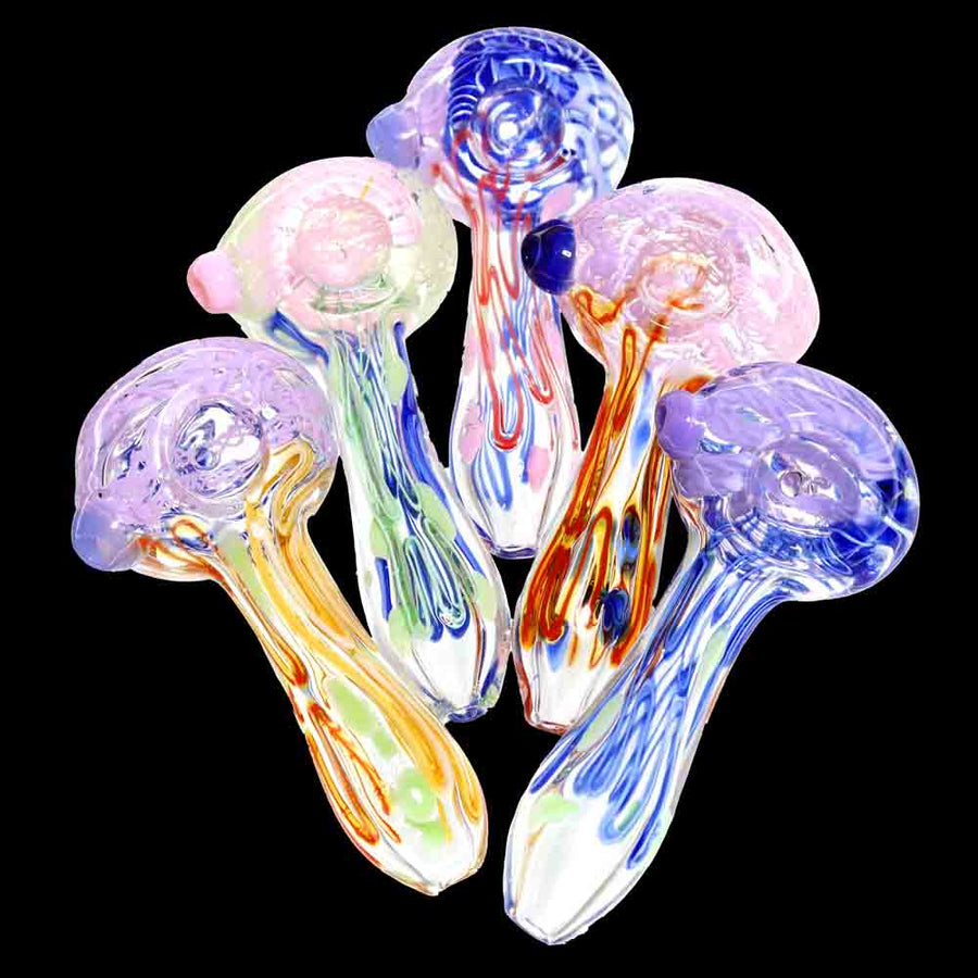 4.5 Inch Color Swirl Ribbon Glass Spoon Pipe