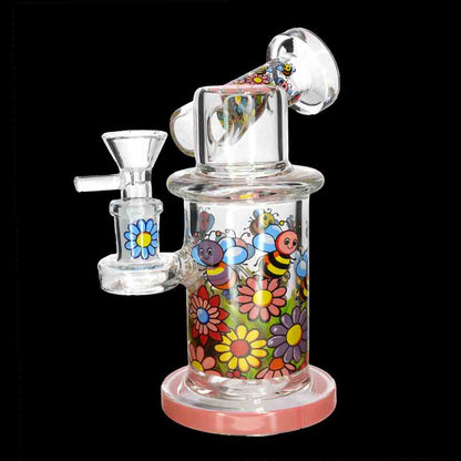 8" Thick Floral Cartoon Glass Bong with Internal Perc – Wholesale Water Pipe