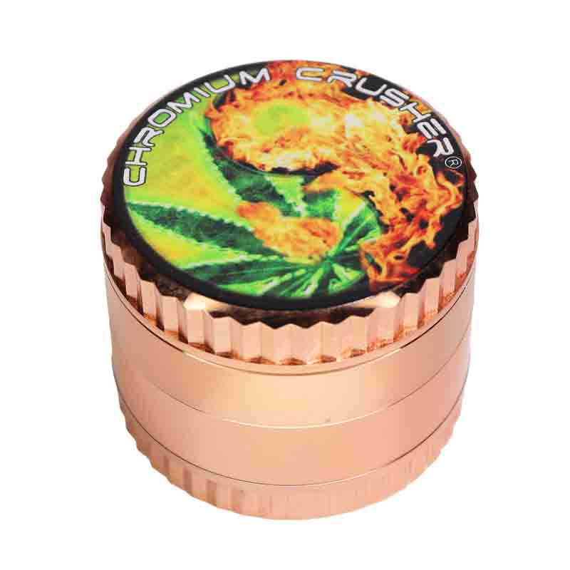 Chromium Crusher 4-Piece Herb Grinder Display (6-Pack) – 2.5" 63mm Leaf Design Collection