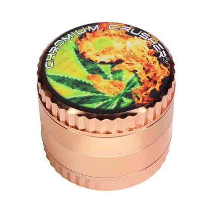 Chromium Crusher 4-Piece Herb Grinder Display (6-Pack) – 2.5" 63mm Leaf Design Collection