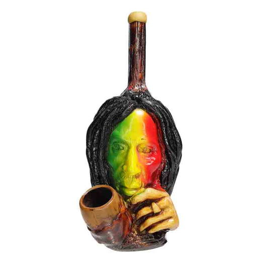 🎨 Rasta Bob Face Resin Bong – Reggae Style Novelty Water Pipe