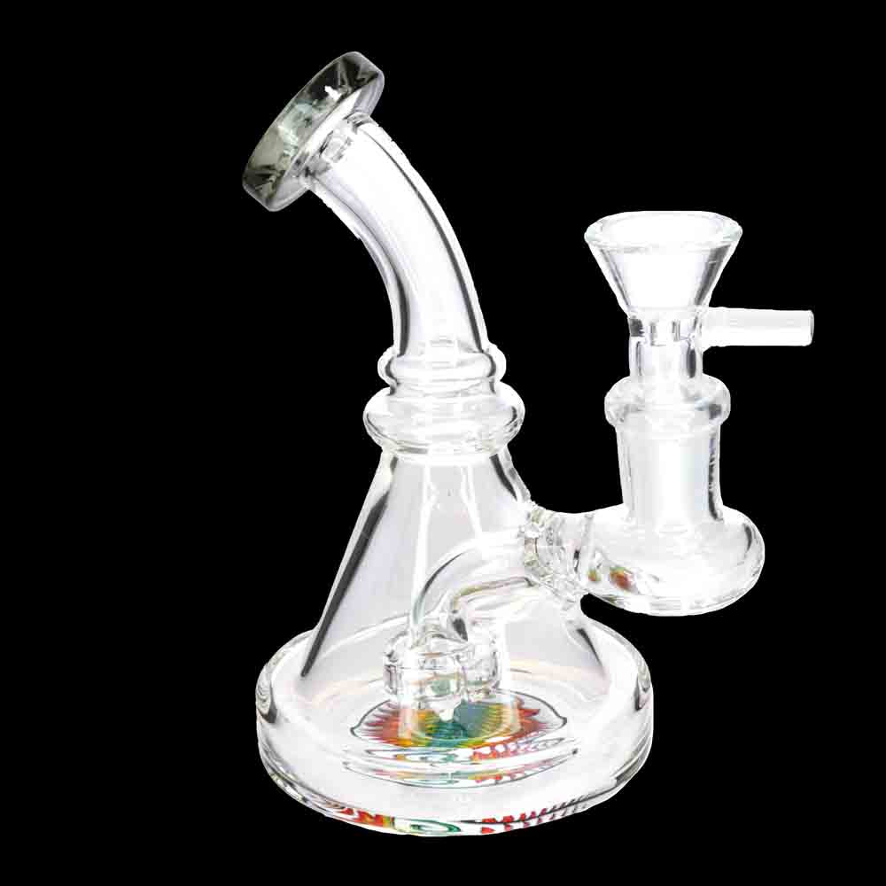 6" Glass Bong with Color Mouthpiece & Internal Perc – Water Pipe
