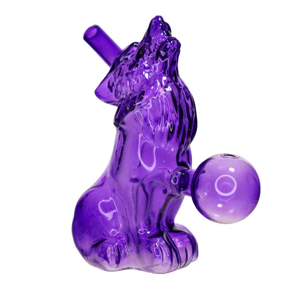 Howling Wolf Oil Burner Water Pipe – 4” Colored Glass Pipe for Smoke Shops (Assorted Colors)