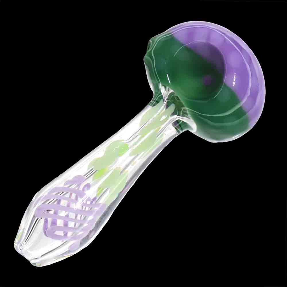 5" Glass Hand Pipe with Slime Color Head & Honeycomb Design – Spoon Pipe
