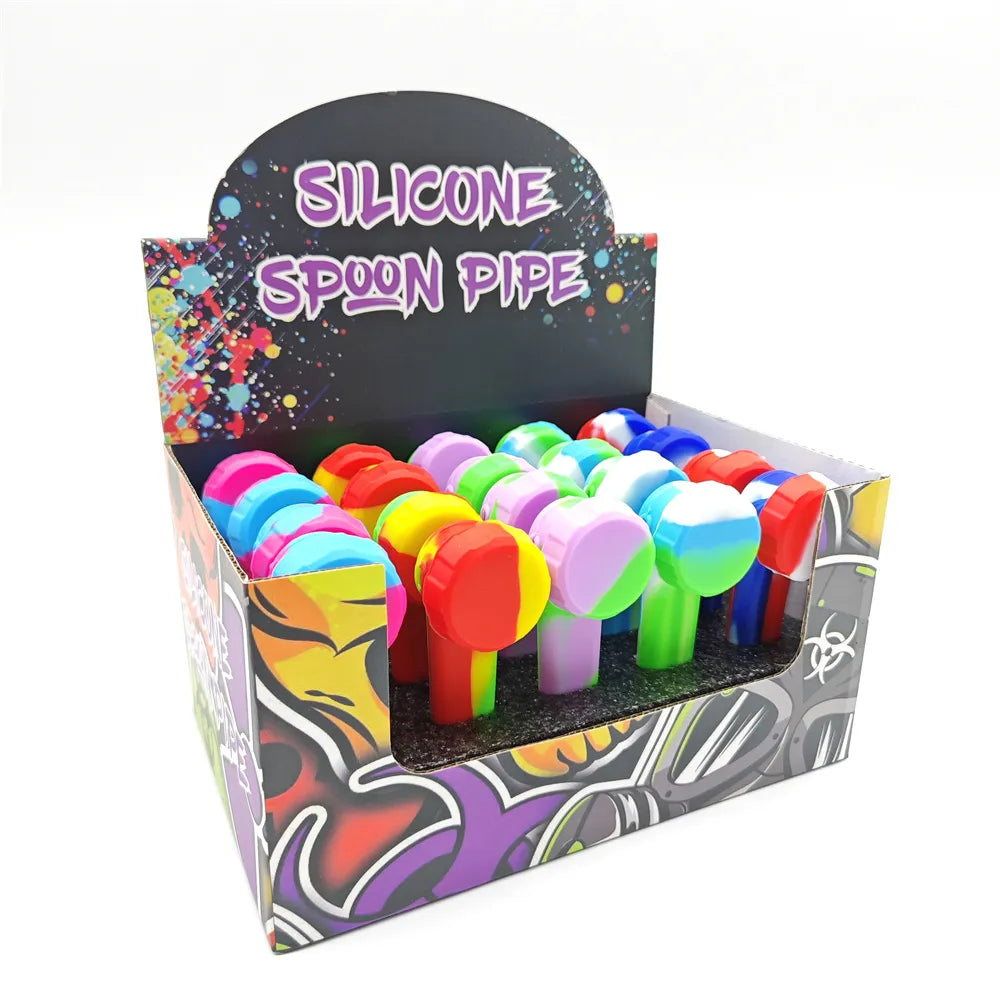 20 PCS - BOX 3 in Metal Bowl Silicone Hand Pipe Multicolor Display