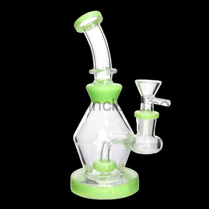 7’’ Color Accent Diamond Shaped Glass Bong with Perc – Wholesale Compact Water Pipe