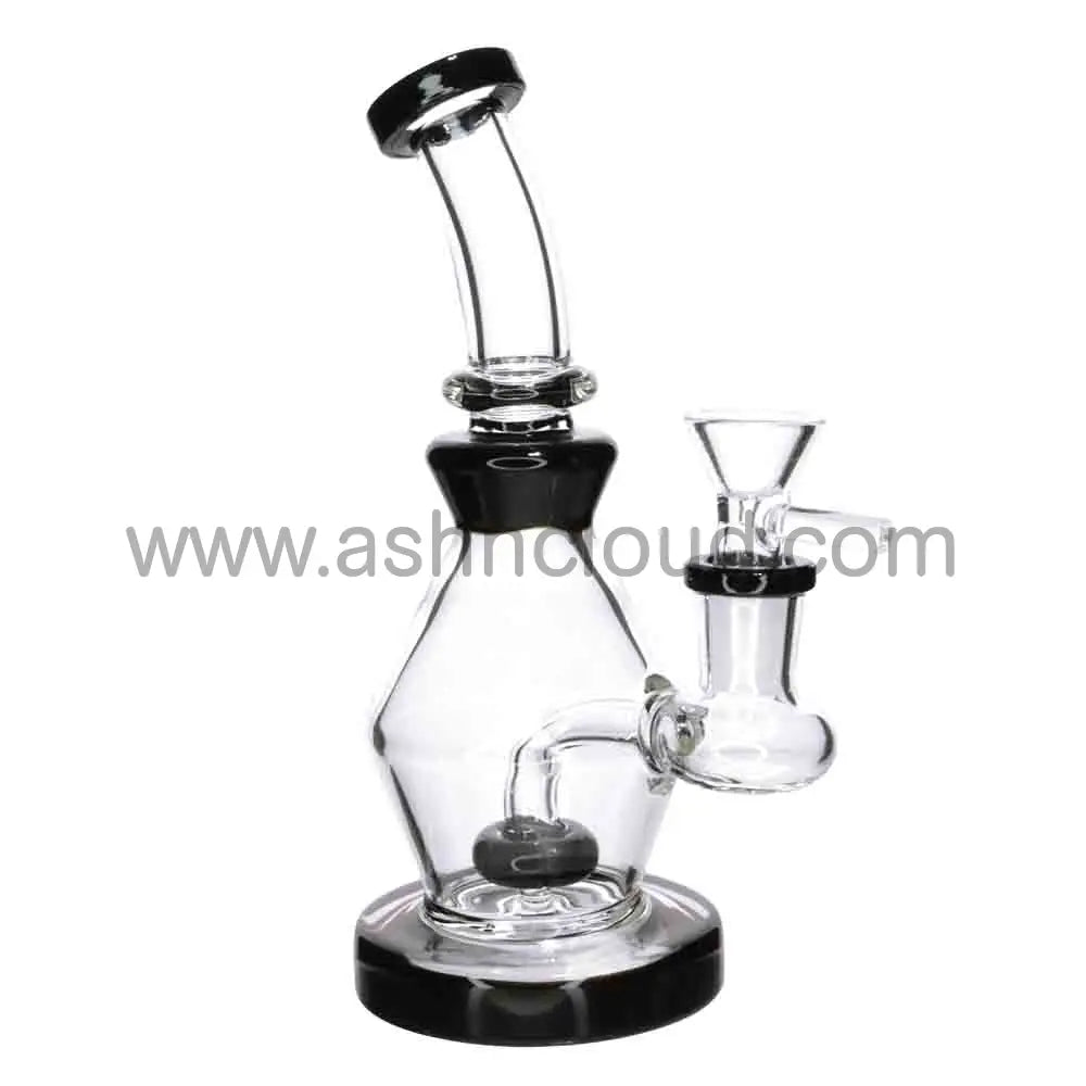7’’ Color Accent Diamond Shaped Glass Bong with Perc – Wholesale Compact Water Pipe