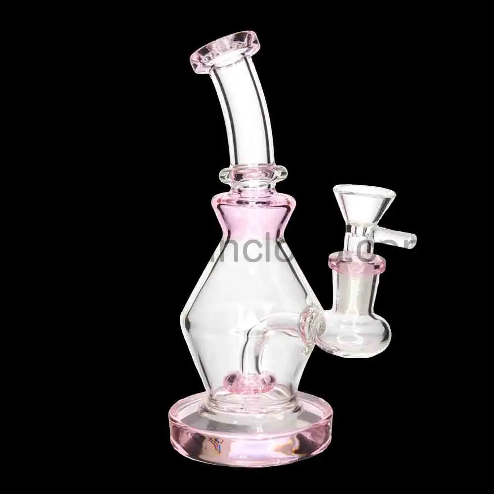 7’’ Color Accent Diamond Shaped Glass Bong with Perc – Wholesale Compact Water Pipe