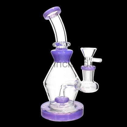 7’’ Color Accent Diamond Shaped Glass Bong with Perc – Wholesale Compact Water Pipe
