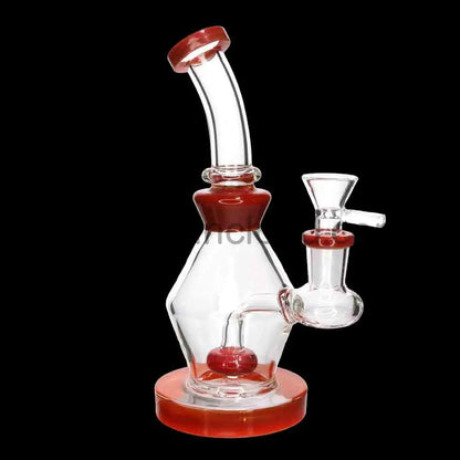 7’’ Color Accent Diamond Shaped Glass Bong with Perc – Wholesale Compact Water Pipe