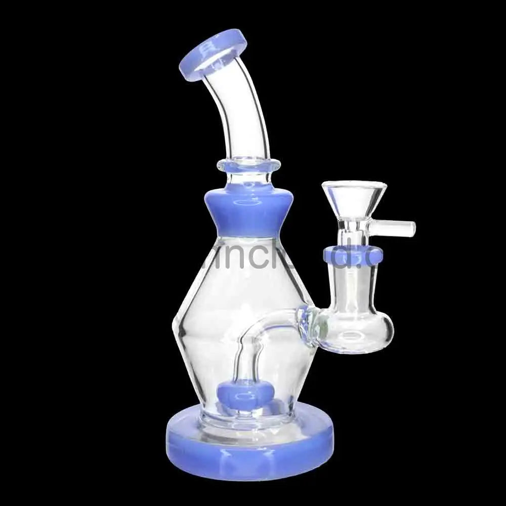 7’’ Color Accent Diamond Shaped Glass Bong with Perc – Wholesale Compact Water Pipe