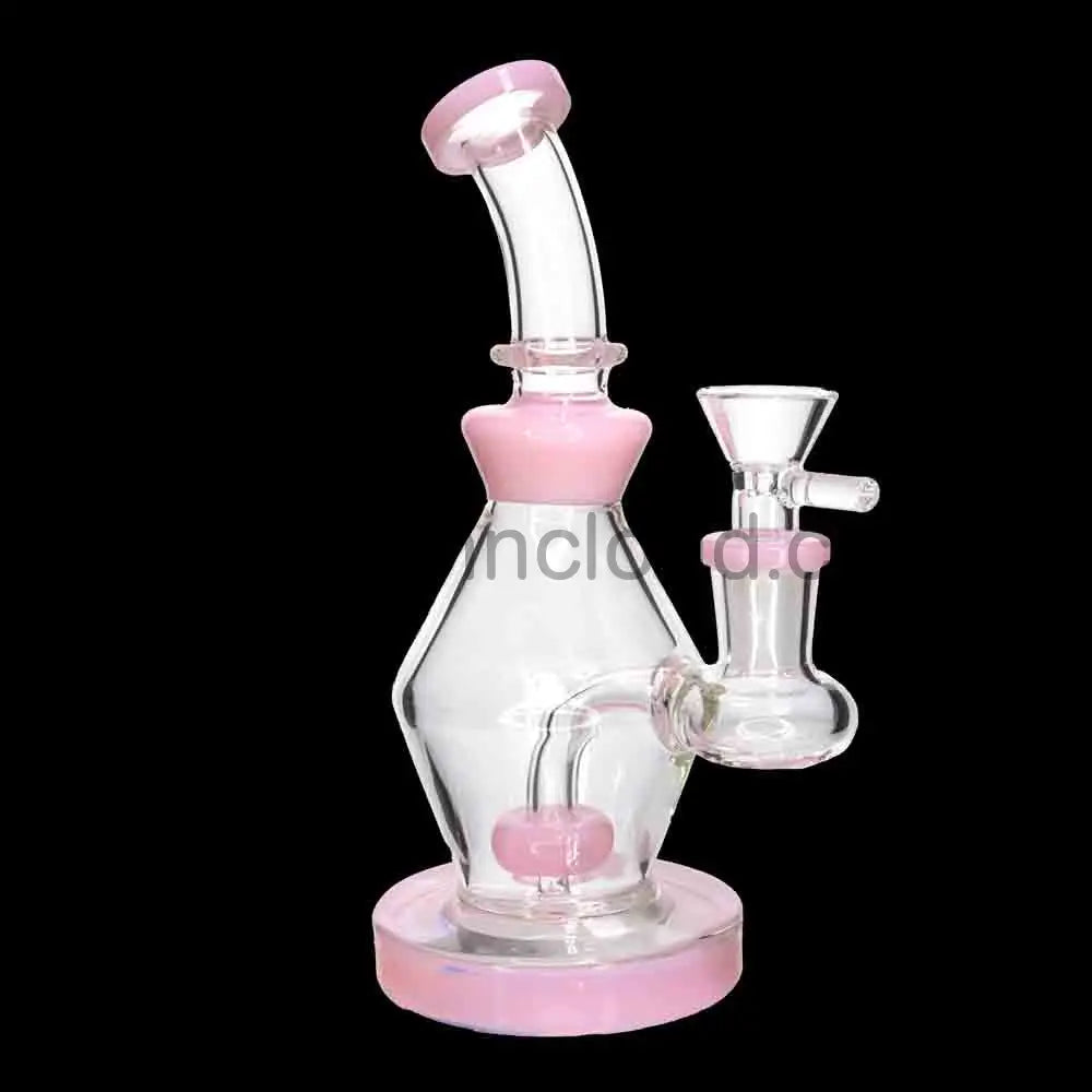 7’’ Color Accent Diamond Shaped Glass Bong with Perc – Wholesale Compact Water Pipe