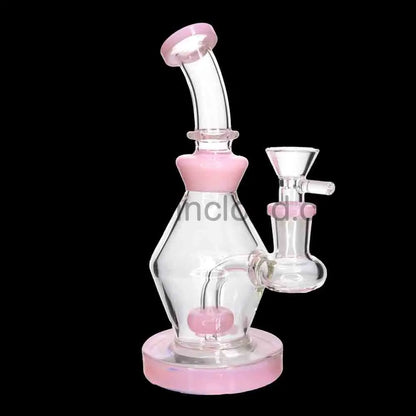 7’’ Color Accent Diamond Shaped Glass Bong with Perc – Wholesale Compact Water Pipe