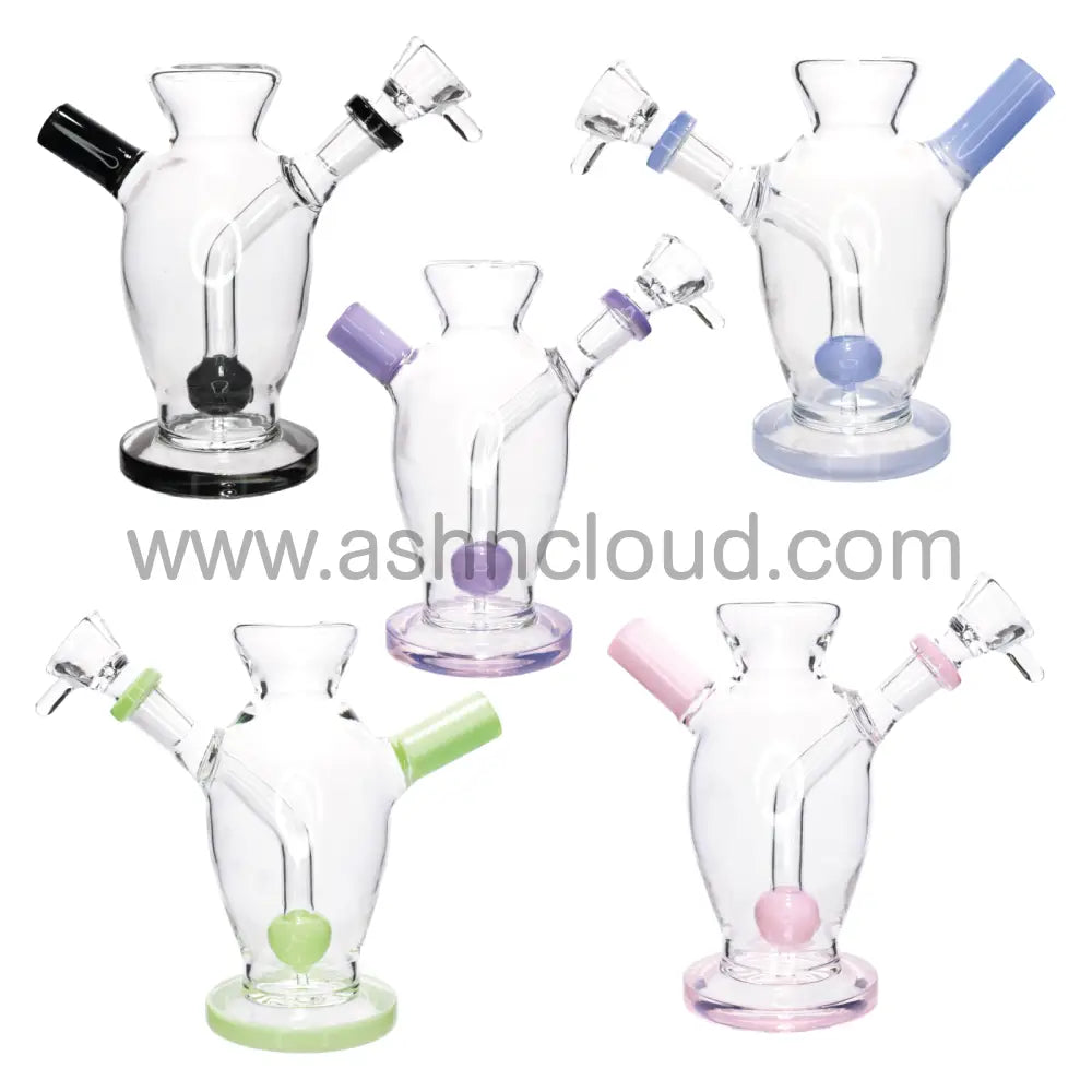 7 In - Clear Ball Glass Bong Perc Slime Colors