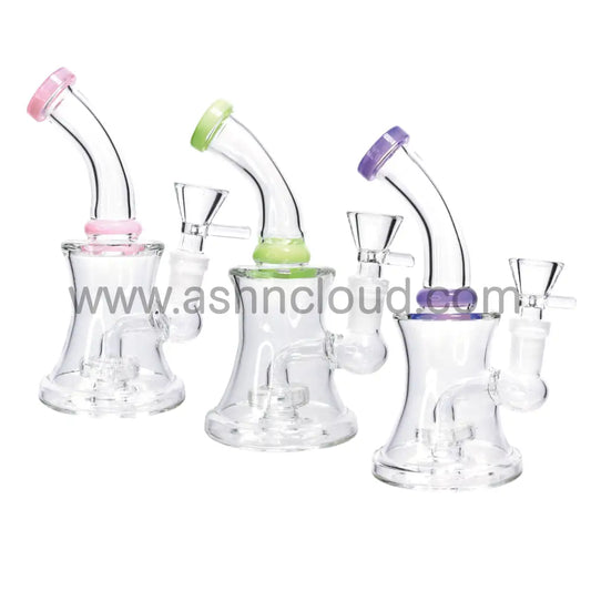 7 In - Clear Glass Mini Bong With One Toned Slime Ring