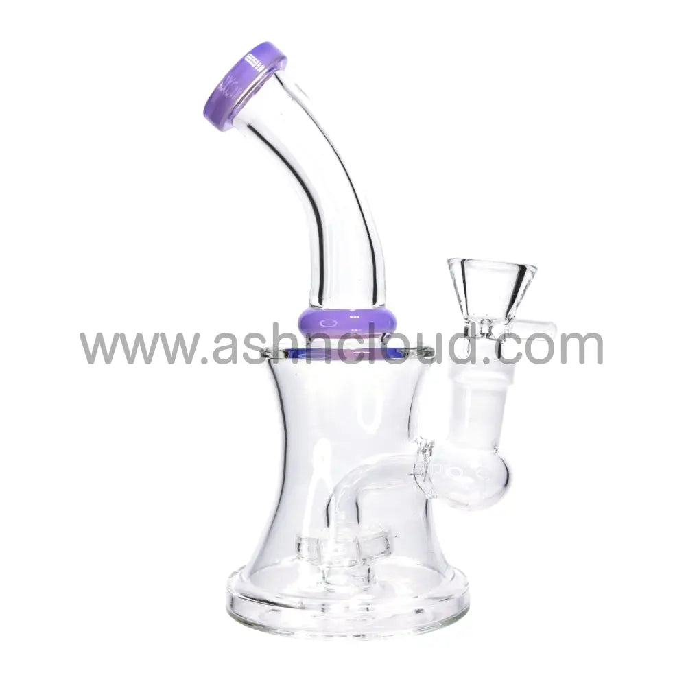 7 In - Clear Glass Mini Bong With One Toned Slime Ring