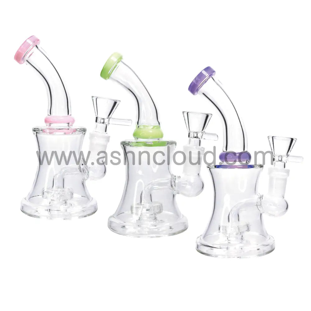 7 In - Clear Glass Mini Bong With One Toned Slime Ring