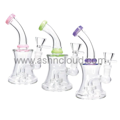 7 In - Clear Glass Mini Bong With One Toned Slime Ring