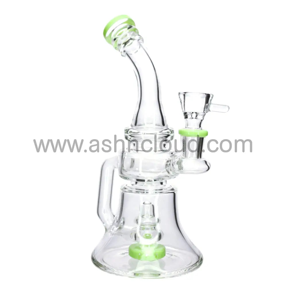 7 In - Clear Slime Perc Recycler Glass Bong Simple