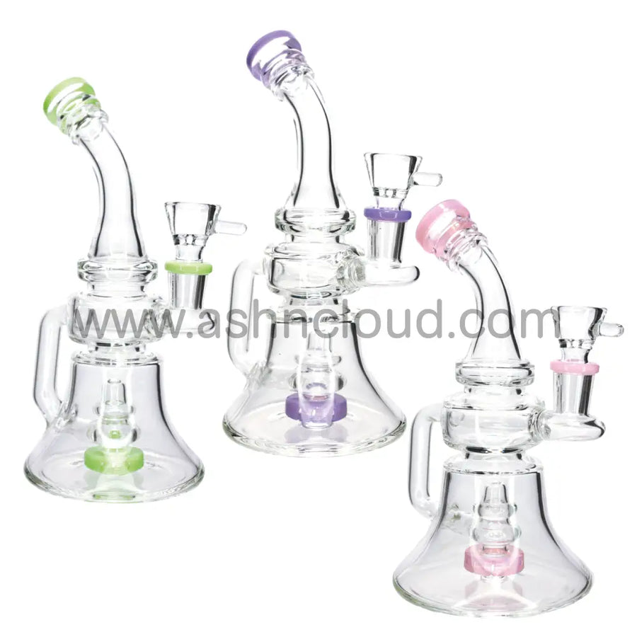 7 Inch Clear Slime Perc Recycler Glass Bong