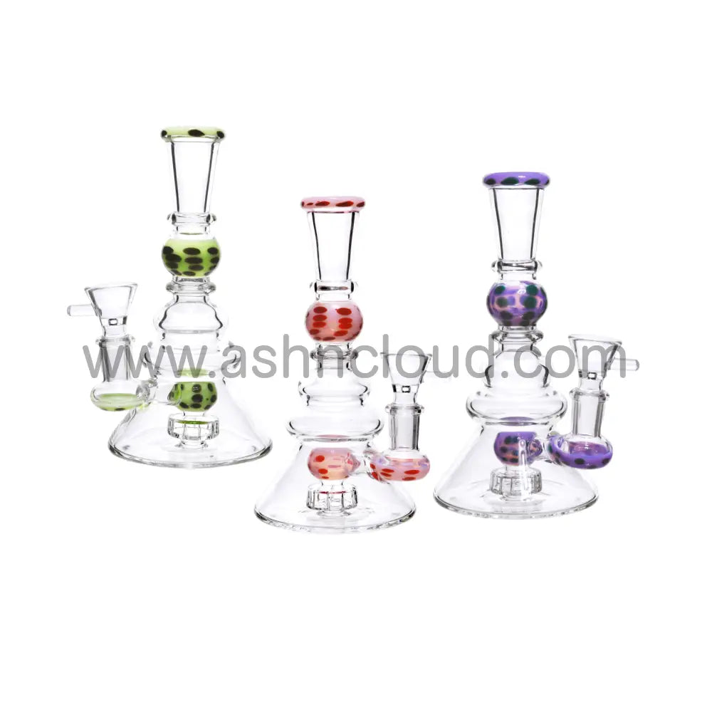 7 Inch Clear Slime Polka Dot Glass Bong Perc