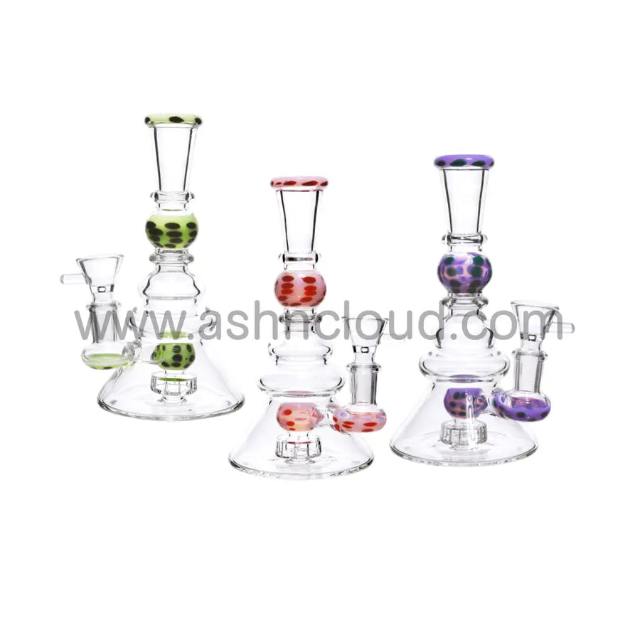 7 Inch Clear Slime Polka Dot Glass Bong Perc