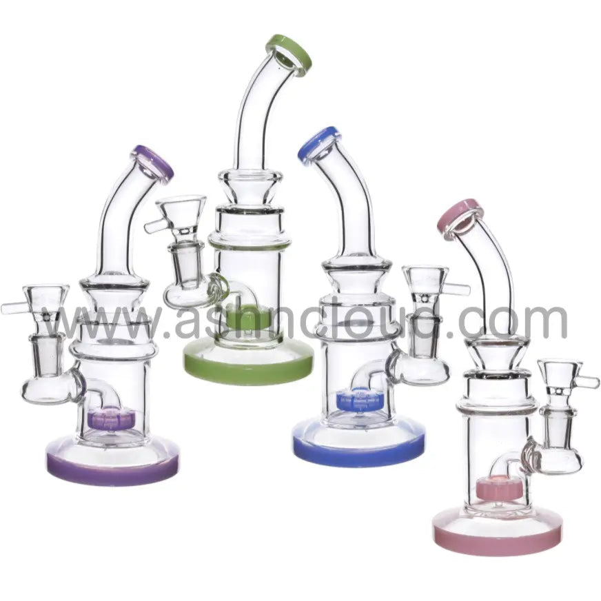 7 In - Clear Vent Neck Slime Perc Colors Bong
