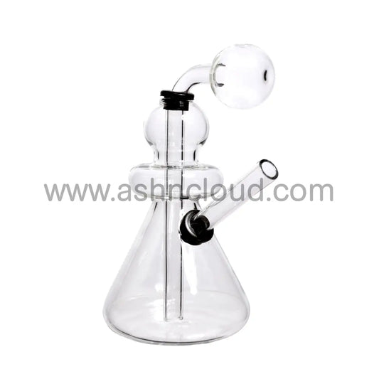 7 In - Curvy Lab Clear Glass Oil Burner