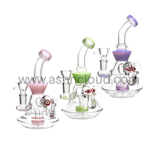 7 In - Elephant Head Slime Colors Mini Glass Bong