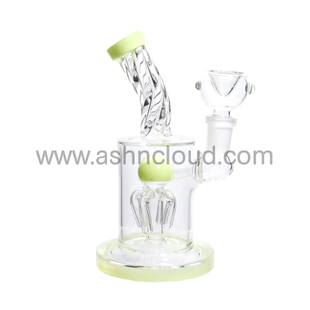 7 In - Fancy Swirl Clear Glass Slime Perc