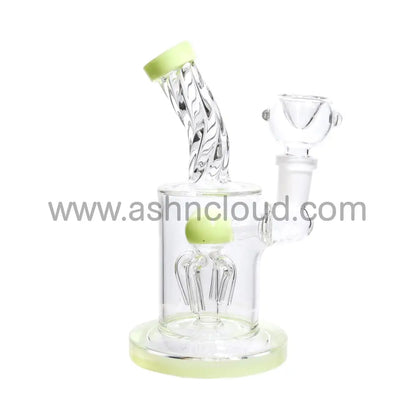 7 In - Fancy Swirl Clear Glass Slime Perc