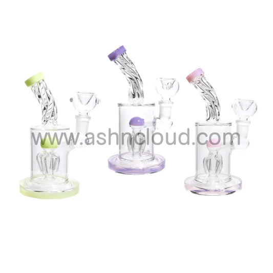 7 In - Fancy Swirl Clear Glass Slime Perc