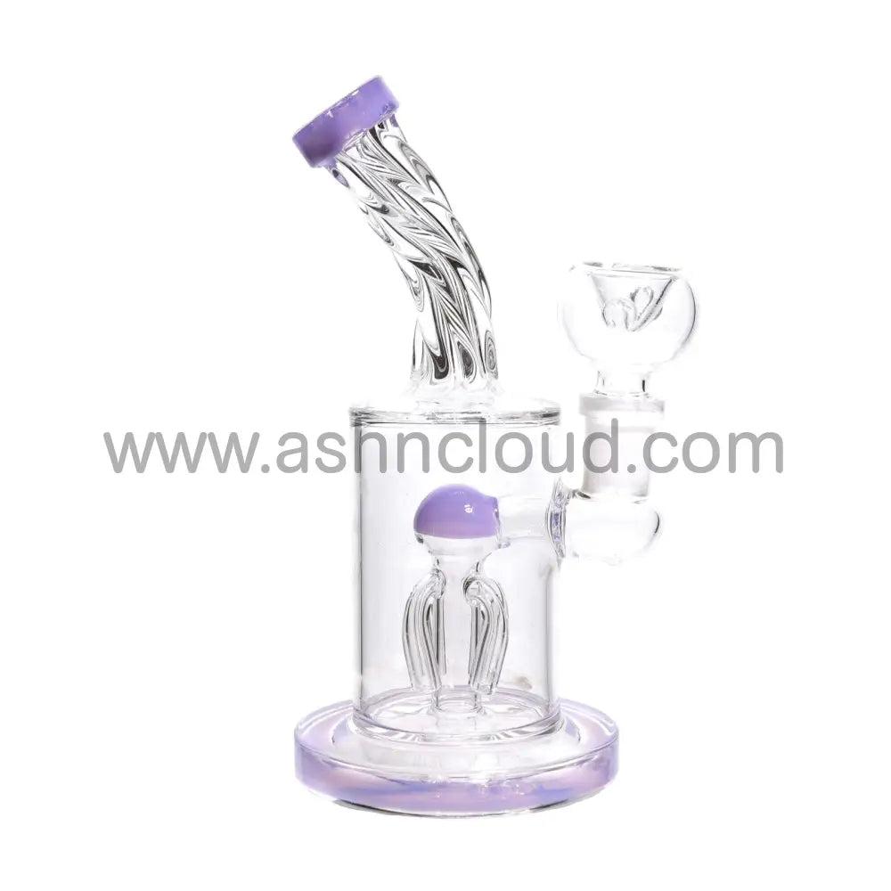 7 In - Fancy Swirl Clear Glass Slime Perc