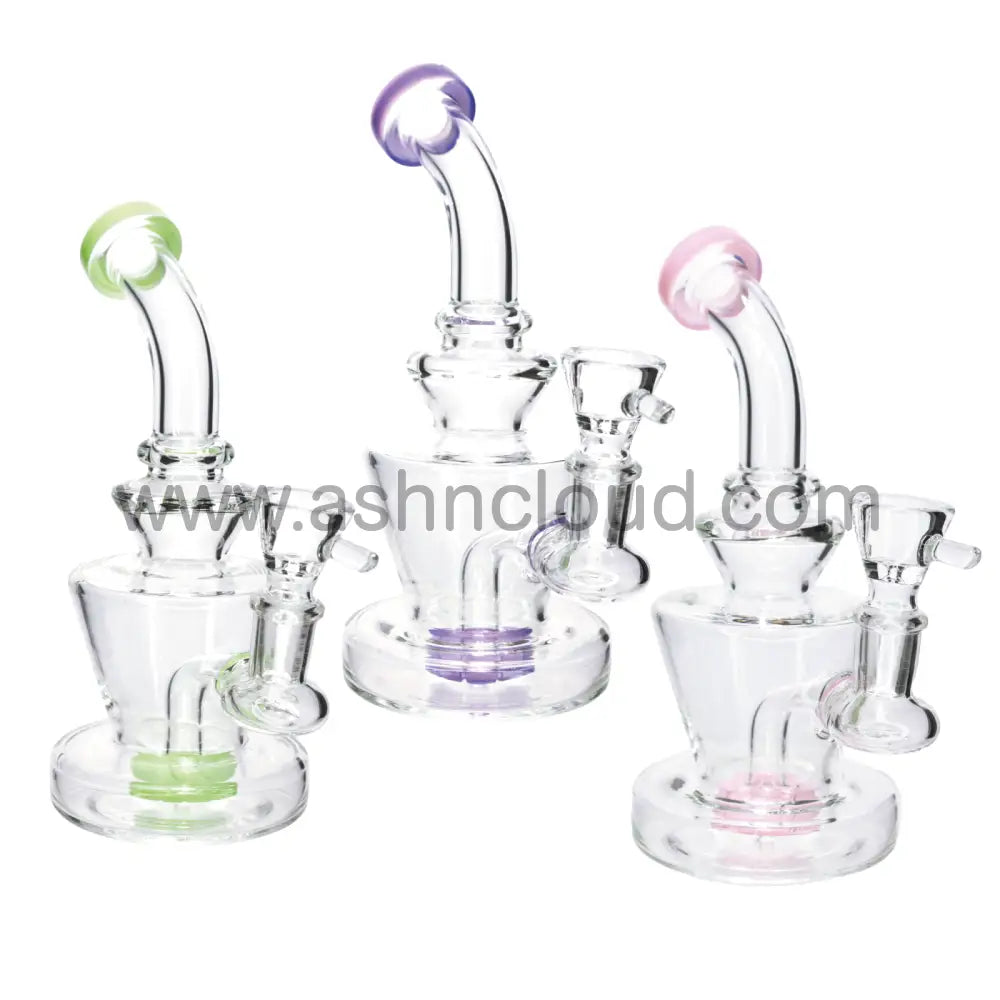 7 In - Glass Bong Slime Color Perc Clear Simple