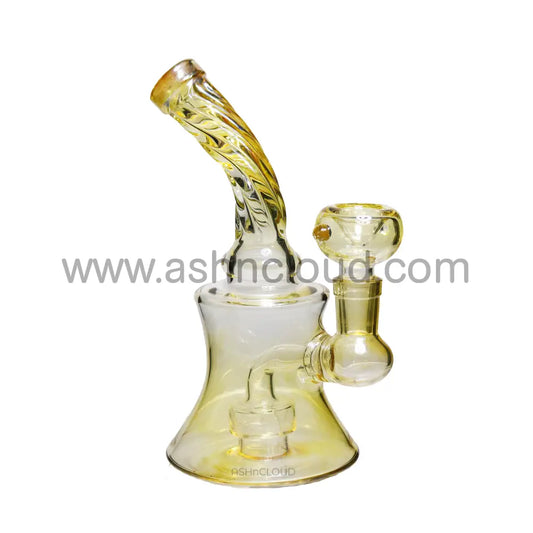 7 In - Golden Shine Swirl Neck Mini Glass Bong