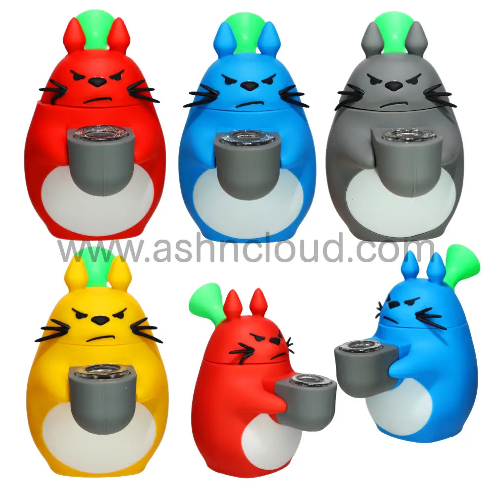 7 in -Grumpy Animal Silicone Bong – Bold Fun Design for Smoke Shops (Multiple Colors)