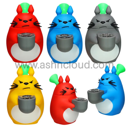7 in -Grumpy Animal Silicone Bong – Bold Fun Design for Smoke Shops (Multiple Colors)