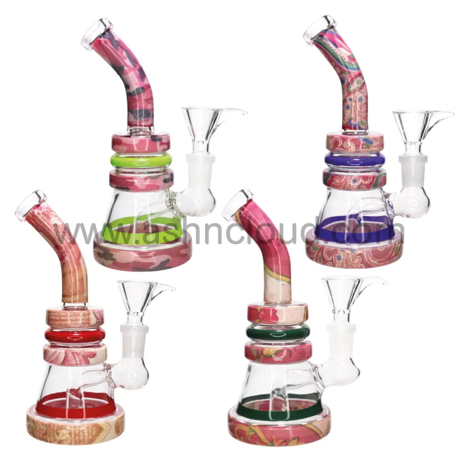 7 Inch Pink Triple Ring Glass Bong