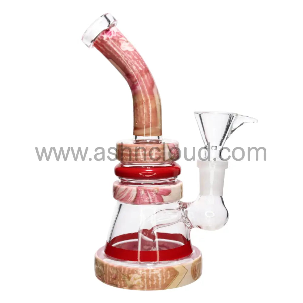 7 In - Pinky Glass Triple Ring Bong