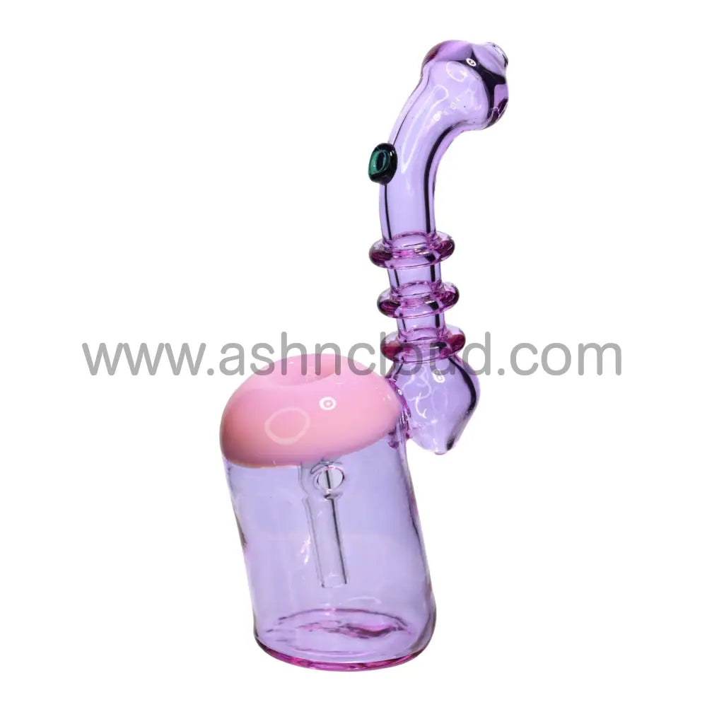 7 In - Purple Triple Ring Bubbler Glass