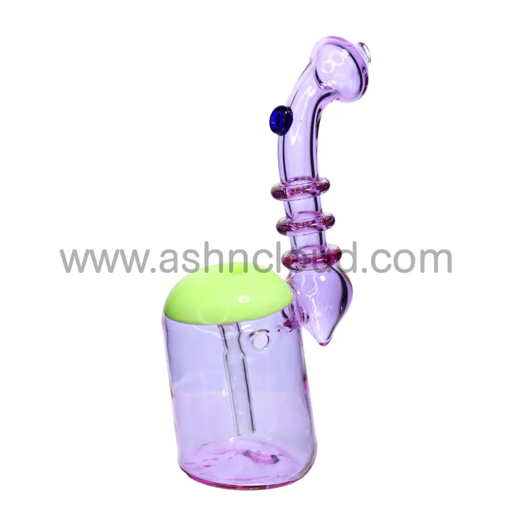 7 In - Purple Triple Ring Bubbler Glass