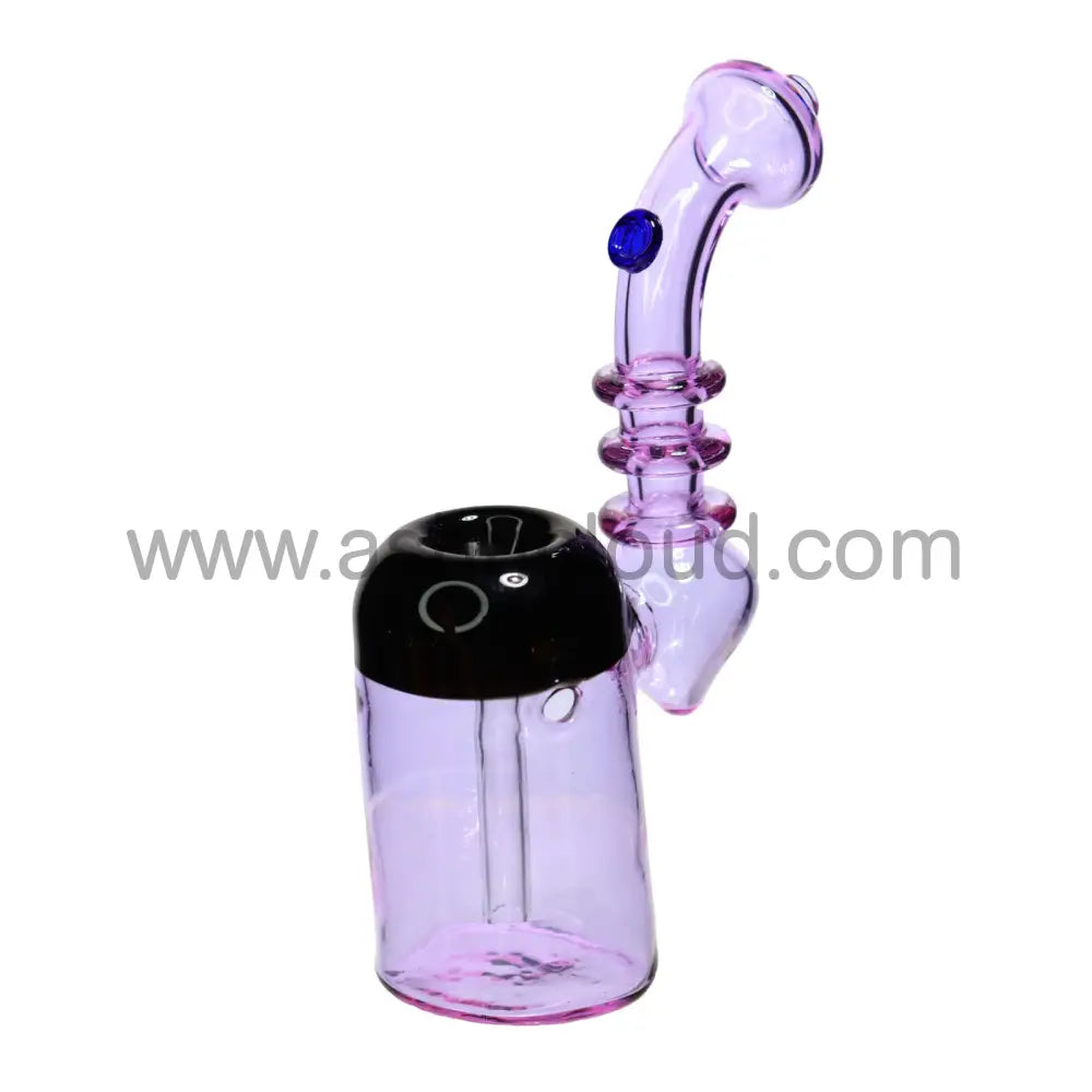 7 In - Purple Triple Ring Bubbler Glass