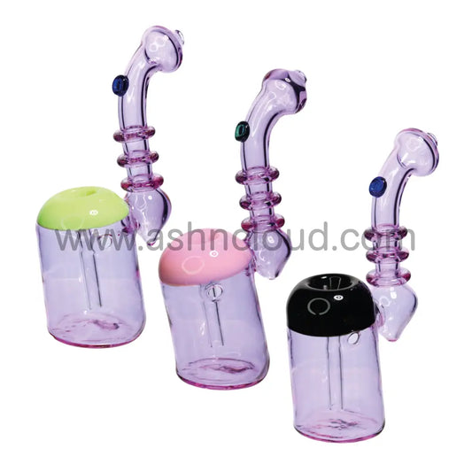 7 In - Purple Triple Ring Bubbler Glass