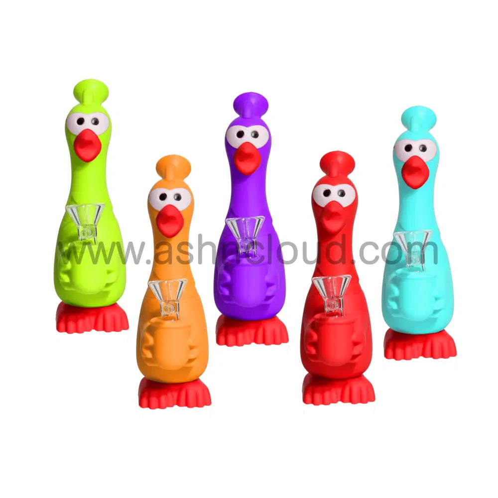 7 In - Screaming Chicken Multicolor Silicone Bong